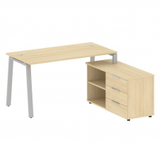 Metal System Рабочая станция с тумбой на А-образном м/к БА.РС-СТС-2.3 (R) Акация Лорка/Металл Серый