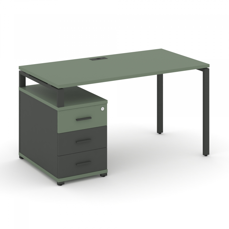 Concept Стол письменный с 1 опорной тумбой CN.SP-304 A Кобо/Антрацит/Металл Антрацит 1580/1946*720*7