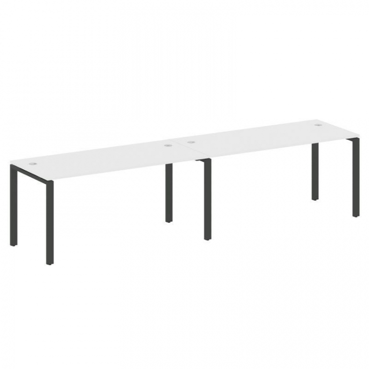 Metal System Рабочая станция на 2 места на П-образном м/к БП.СМ-2.4 Белый/Металл Антрацит 3200*720*7
