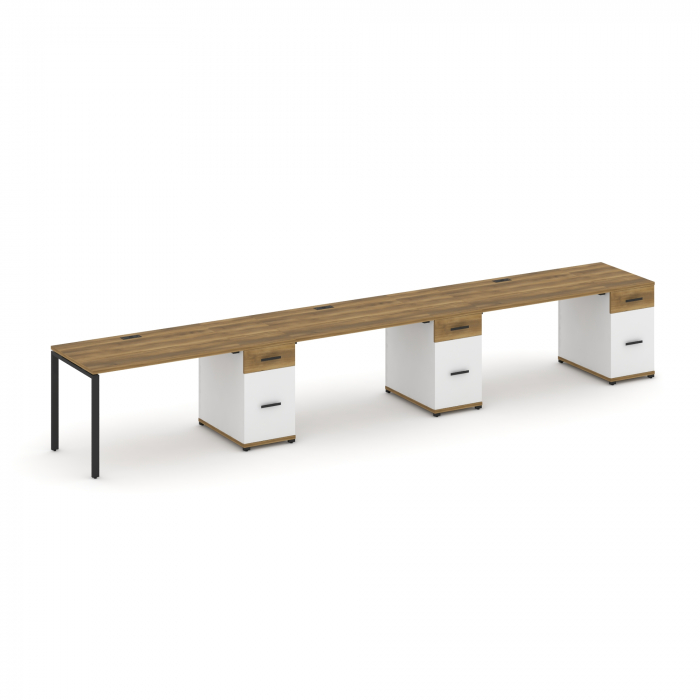 Concept Рабочая станция 3 места с 3 опорными тумбами CN.ORS-446 B Сандал Янтарный/Белый Бриллиант/Ме