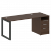 Metal System Quattro Рабочая станция с тумбой на О-образном м/к 50БО.РС-СТП-1.3 Венге Цаво/Металл Ан