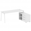 Metal System Рабочая станция с тумбой на А-образном м/к БА.РС-СТС-2.5 (R) Белый/Металл Белый 1900*15