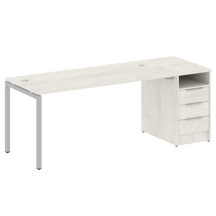 Metal System Quattro Рабочая станция с тумбой на П-образном м/к 40БП.РС-СТП-1.4 Дуб Наварра/Металл С