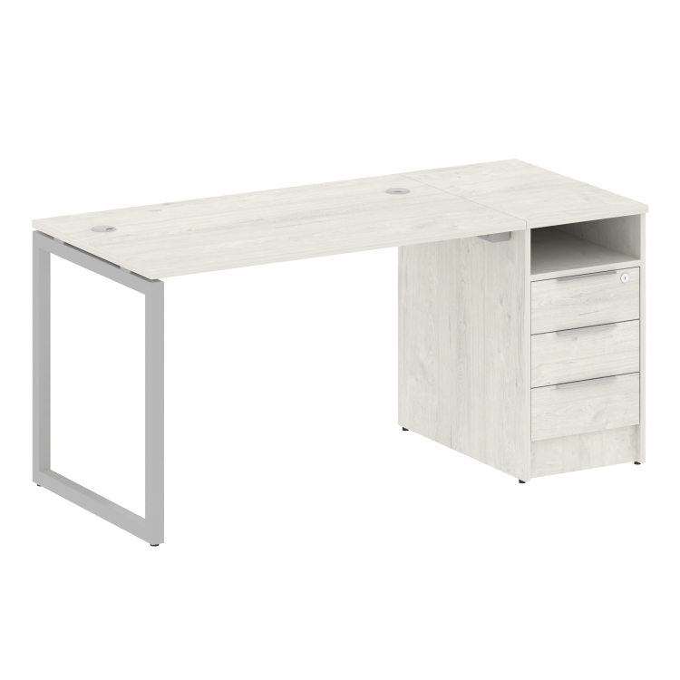 Metal System Quattro Рабочая станция с тумбой на О-образном м/к 40БО.РС-СТП-1.2 Дуб Наварра/Металл С