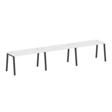 Metal System Рабочая станция на 3 места на А-образном м/к БА.СМ-3.3 Белый/Металл Антрацит 4200*720*7