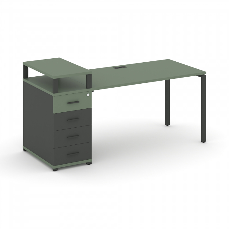 Concept Стол рабочий с 1 опорной тумбой CN.SP-410 A Кобо/Антрацит/Металл Антрацит 1600*720*917