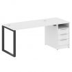 Metal System Рабочая станция с тумбой на О-образном м/к БО.РС-СТП-1.3 Белый/Металл Антрацит 1812*720