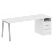 Metal System Рабочая станция с тумбой на А-образном м/к БА.РС-СТП-1.4 Белый/Металл Серый 2012*720*75