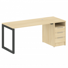 Metal System Quattro Рабочая станция с тумбой на О-образном м/к 50БО.РС-СТП-1.3 Акация Лорка/Металл