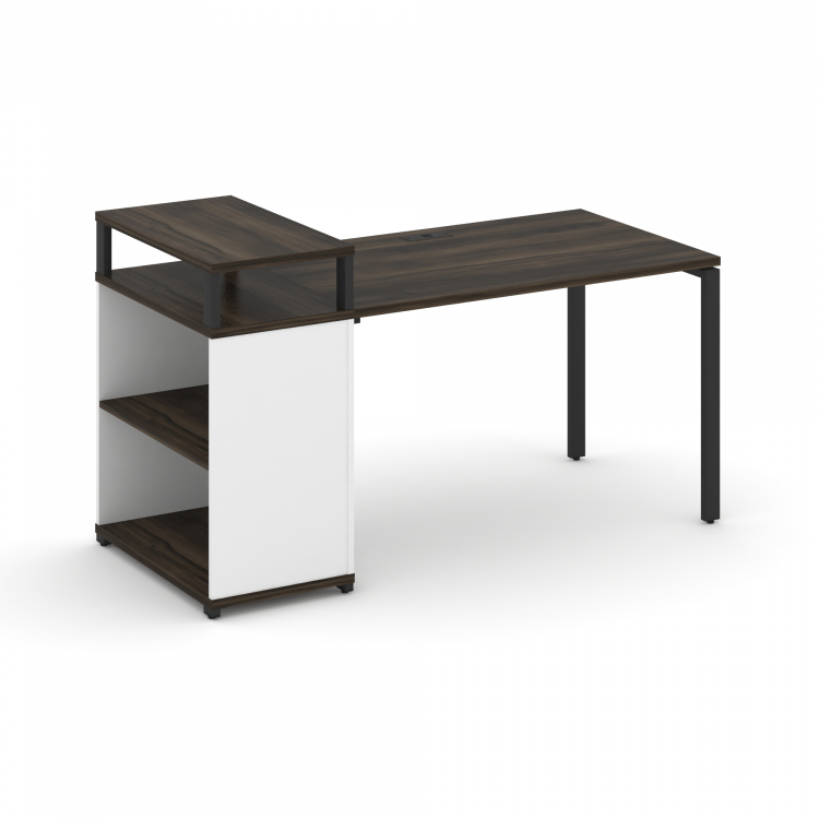 Concept Стол рабочий с опорным стеллажом с верх. горизонтом CN.SP-206 Дуб Мали/Белый Бриллиант/Мета