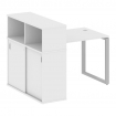 Metal System Стол письменный с шкафом-купе на О-образном м/к БО.РС-СШК-3.1 Т Белый/Металл Серый 1410