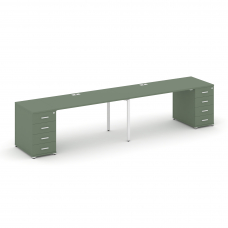 Concept Рабочая станция 2 места с 2 опорными тумбами CN.ORS-412 W Кобо/Металл Белый 4000*720*750