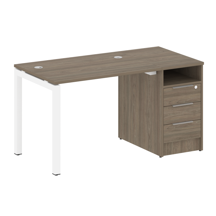 Metal System Quattro Рабочая станция с тумбой на П-образном м/к 50БП.РС-СТП-1.1 Вяз Благородный/Мета