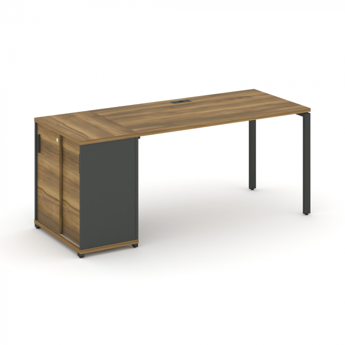 Concept Стол рабочий с опорным шкафом-купе CN.SP-234 A Сандал Янтарный/Антрацит/Металл Антрацит 1600