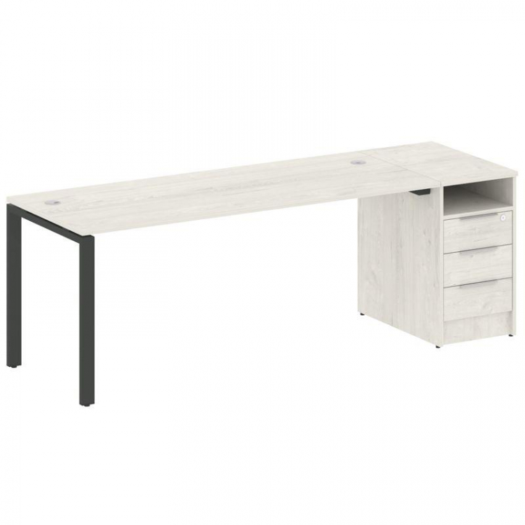 Metal System Рабочая станция с тумбой на П-образном м/к БП.РС-СТП-1.5 Дуб Наварра/Металл Антрацит 22