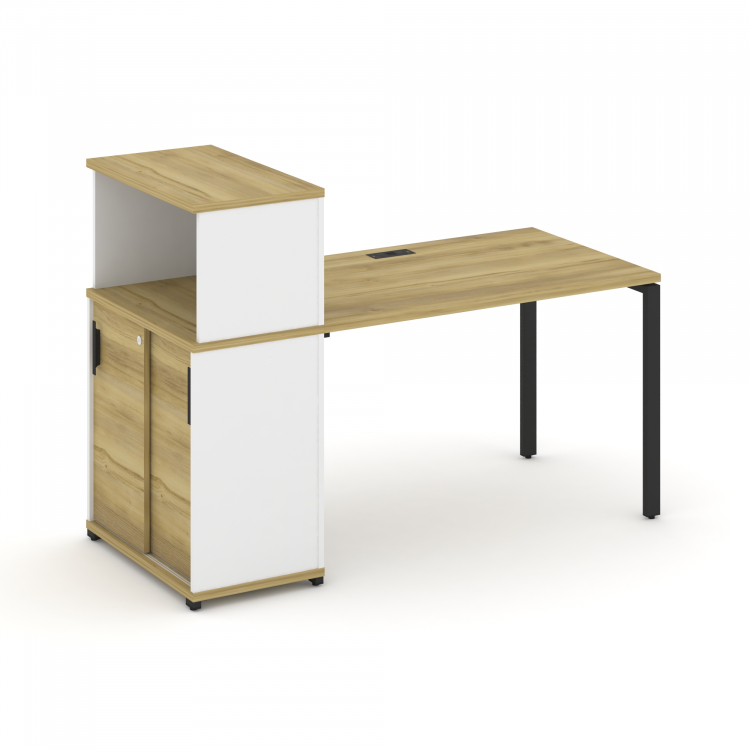 Concept Стол рабочий с опорным шкафом-купе с надставкой низ. CN.SP-238 B Дуб Винченцо/Белый Бриллиан