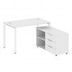 Metal System Рабочая станция с тумбой на П-образном м/к БП.РС-СТС-2.2 (L) Белый/Металл Белый 1300*15