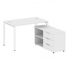 Metal System Рабочая станция с тумбой на П-образном м/к БП.РС-СТС-2.2 (L) Белый/Металл Белый 1300*15