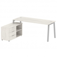 Metal System Рабочая станция с тумбой на А-образном м/к БА.РС-СТС-2.5 (L) Дуб Наварра/Металл Серый 1