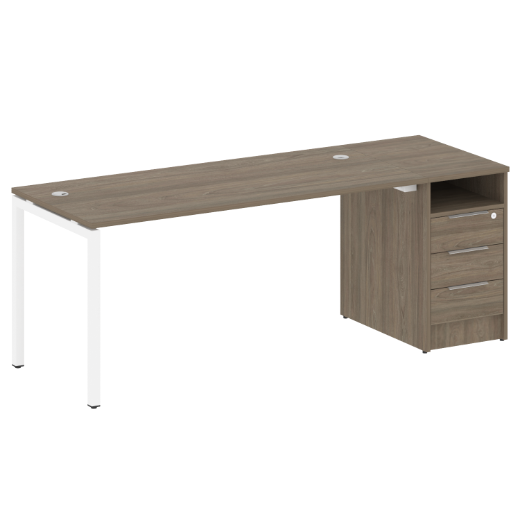 Metal System Quattro Рабочая станция с тумбой на П-образном м/к 40БП.РС-СТП-1.4 Вяз Благородный/Мета