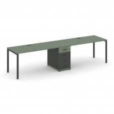 Concept Рабочая станция 2 места с 1 опорной тумбой CN.ORS-404 A Кобо/Антрацит/Металл Антрацит 3580*7