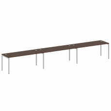 Metal System Quattro Рабочая станция на 3 места на П-образном м/к 40БП.СМ-3.5 Венге Цаво/Металл Серы