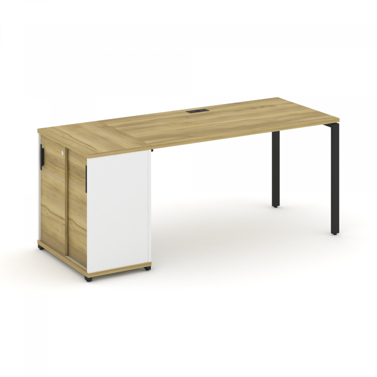Concept Стол рабочий с опорным шкафом-купе CN.SP-235 B Дуб Винченцо/Белый Бриллиант/Металл Черный 18