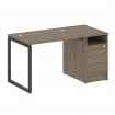 Metal System Quattro Рабочая станция с тумбой на О-образном м/к 40БО.РС-СТП-1.1 Вяз Благородный/Мета