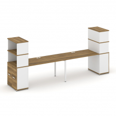 Concept Рабочая станция с опорными распаш. шкафами с надставкой выс. CN.ORS-231 W Сандал Янтарный/Бе