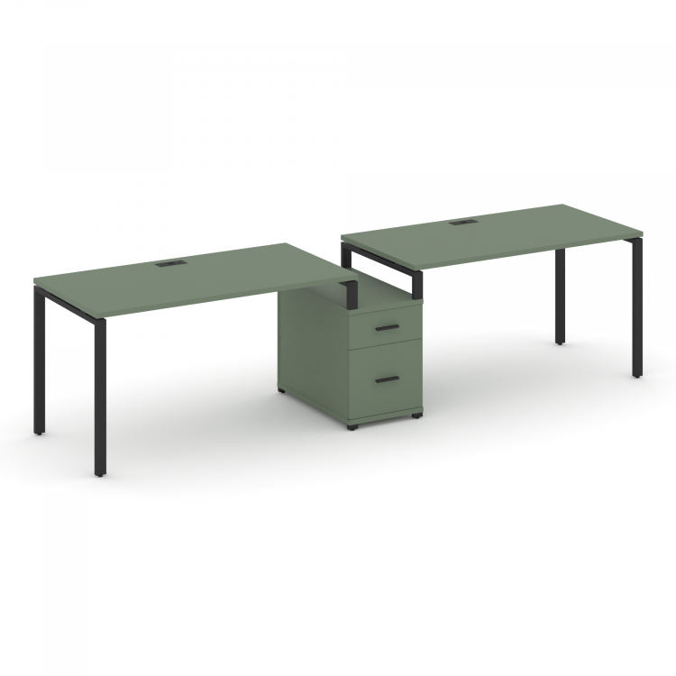 Concept Рабочая станция 2 места с 1 опорной тумбой CN.ORS-305 B Кобо/Металл Черный 2272*720*750