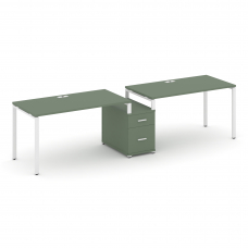 Concept Рабочая станция 2 места с 1 опорной тумбой CN.ORS-307 W Кобо/Металл Белый 2872*720*750