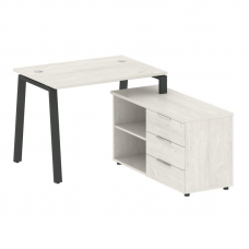 Metal System Рабочая станция с тумбой на А-образном м/к БА.РС-СТС-2.1 (R) Дуб Наварра/Металл Антраци