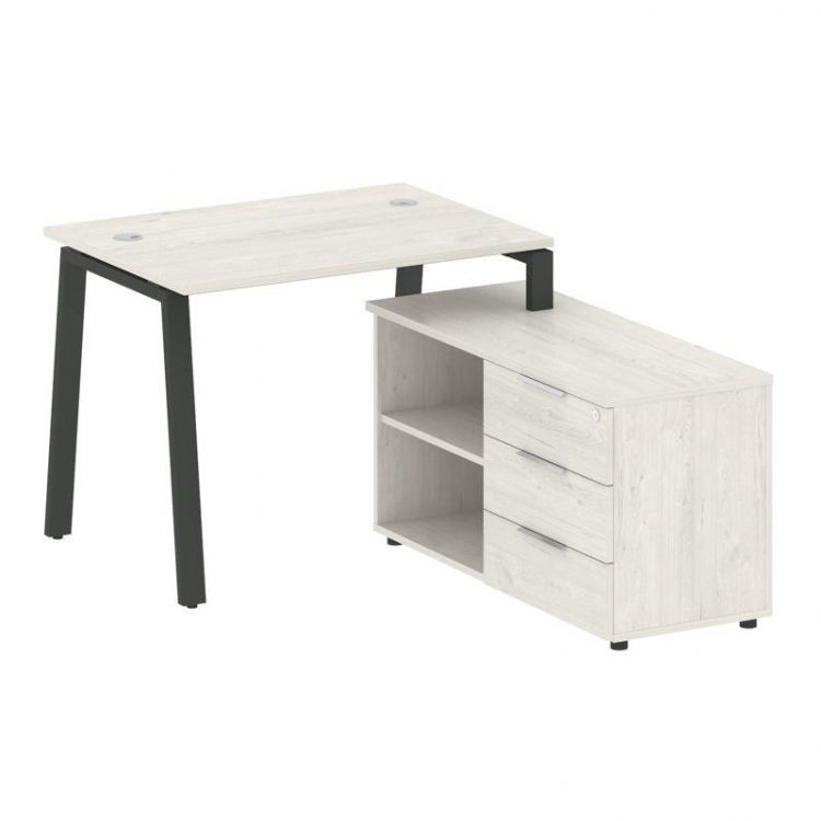 Metal System Рабочая станция с тумбой на А-образном м/к БА.РС-СТС-2.1 (R) Дуб Наварра/Металл Антраци