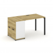 Concept Стол рабочий с опорным распаш. шкафом CN.SP-217 B Дуб Винченцо/Белый Бриллиант/Металл Черный