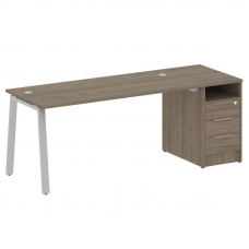 Metal System Рабочая станция с тумбой на А-образном м/к БА.РС-СТП-1.4 Вяз Благородный/Металл Серый 2