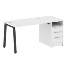 Metal System Рабочая станция с тумбой на А-образном м/к БА.РС-СТП-1.2 Белый/Металл Антрацит 1612*720