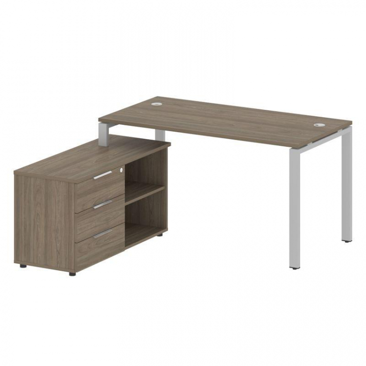 Metal System Рабочая станция с тумбой на П-образном м/к БП.РС-СТС-2.3 (L) Вяз Благородный/Металл Сер