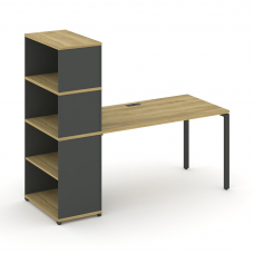 Concept Стол рабочий с опорным стеллажом с надставкой выс. CN.SP-214 Дуб Винченцо/Антрацит/Металл Ан