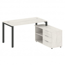 Metal System Рабочая станция с тумбой на П-образном м/к БП.РС-СТС-2.3 (R) Дуб Наварра/Металл Антраци