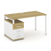 Concept Стол письменный с 1 опорной тумбой CN.SP-303 W Дуб Винченцо/Белый Бриллиант/Металл Белый 138