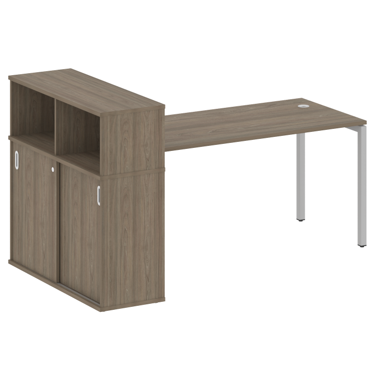 Metal System Quattro Стол письменный с шкафом-купе на П-образном м/к 40БП.РС-СШК-3.4 Т Вяз Благородн