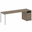 Metal System Quattro Рабочая станция с тумбой на П-образном м/к 40БП.РС-СТП-1.5 Вяз Благородный/Мета