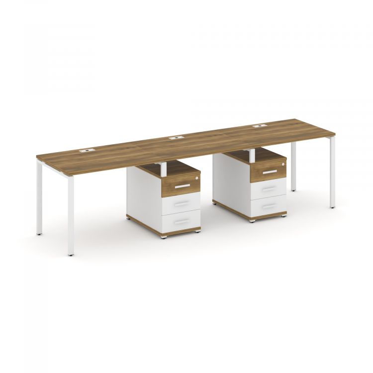 Concept Рабочая станция 3 места с 2 опорными тумбами CN.ORS-333 W Сандал Янтарный/Белый Бриллиант/Ме