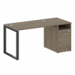 Metal System Рабочая станция с тумбой на О-образном м/к БО.РС-СТП-1.2 Вяз Благородный/Металл Антраци