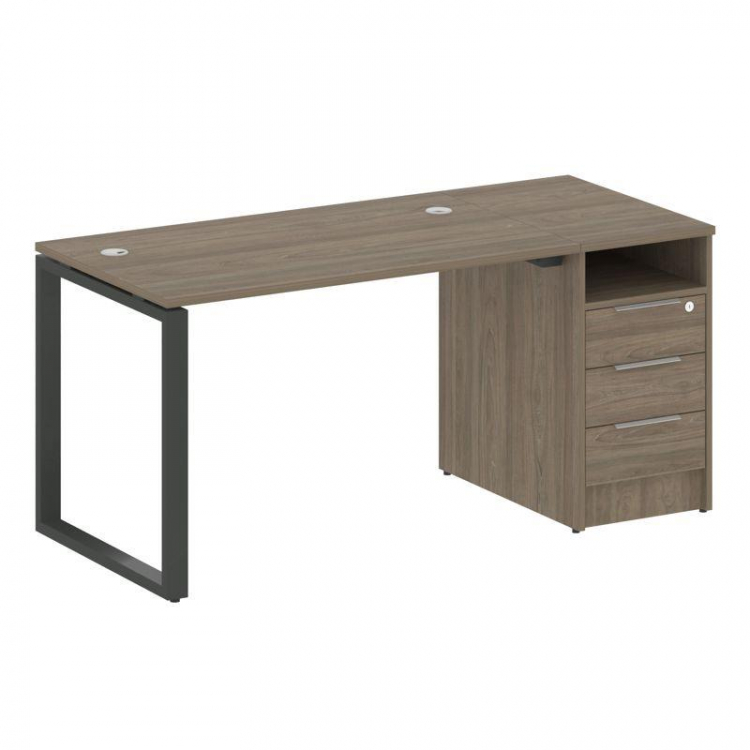 Metal System Рабочая станция с тумбой на О-образном м/к БО.РС-СТП-1.2 Вяз Благородный/Металл Антраци