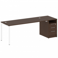 Metal System Quattro Рабочая станция с тумбой на П-образном м/к 40БП.РС-СТП-1.5 Венге Цаво/Металл Бе