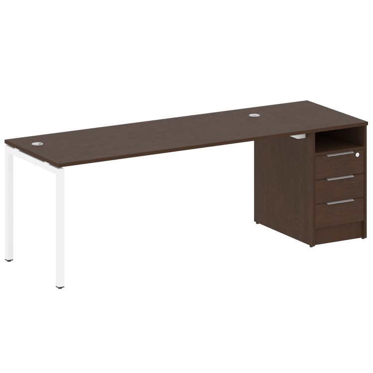 Metal System Quattro Рабочая станция с тумбой на П-образном м/к 40БП.РС-СТП-1.5 Венге Цаво/Металл Бе