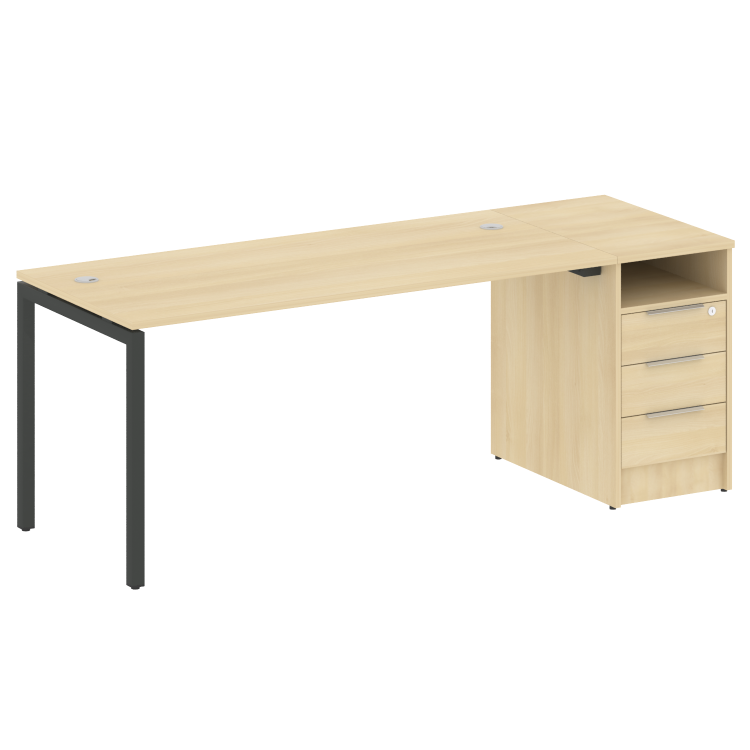 Metal System Quattro Рабочая станция с тумбой на П-образном м/к 40БП.РС-СТП-1.4 Акация Лорка/Металл