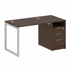 Metal System Quattro Рабочая станция с тумбой на О-образном м/к 40БО.РС-СТП-1.1 Венге Цаво/Металл Се