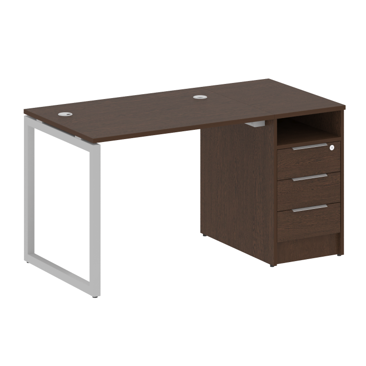 Metal System Quattro Рабочая станция с тумбой на О-образном м/к 40БО.РС-СТП-1.1 Венге Цаво/Металл Се